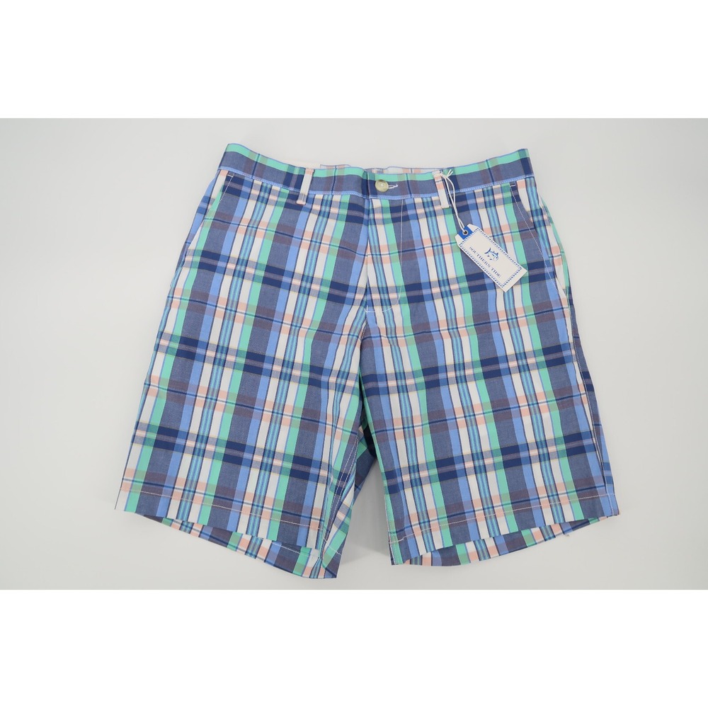 Southern Tide Men's 32 Cotton Stretch Chino Bermuda Shorts Blue Plaid New